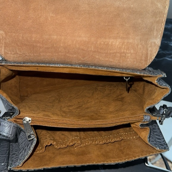 Patricia Nash Handbag Leather Ashmore Satchel British Smoky Gray Croco AUTHENTIC - Picture 8 of 10